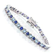 5.5 Carat Blue Sapphire & Aquamarine Tennis Bracelet